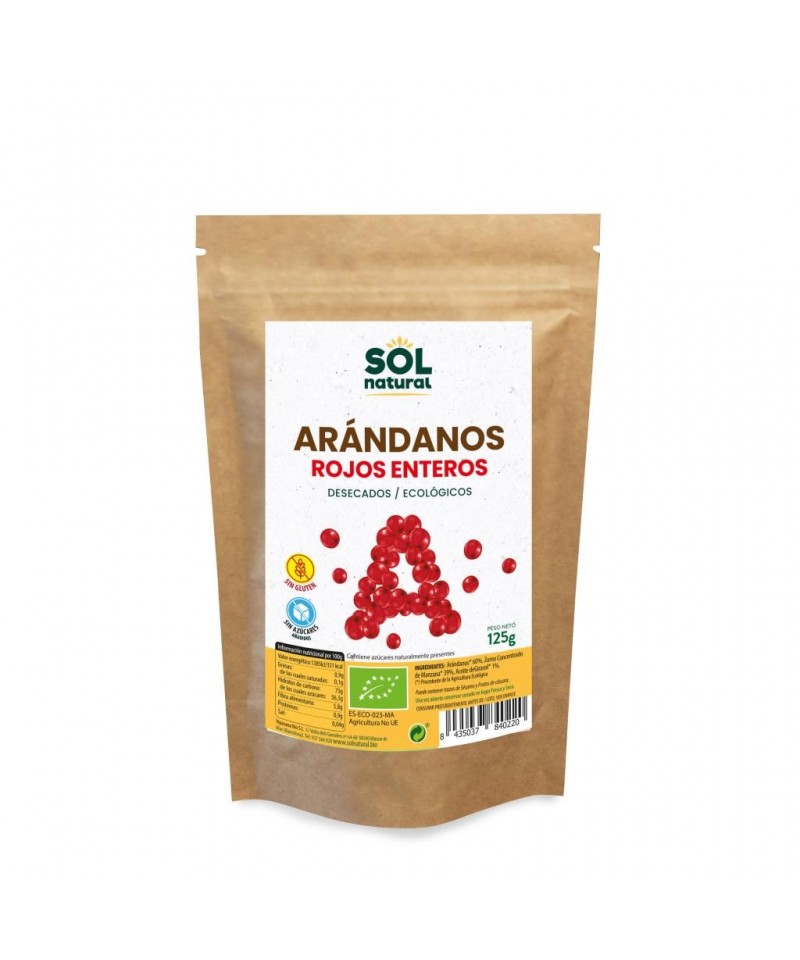 Arandanos rojos enteros SOL NATURAL 125 gr BIO