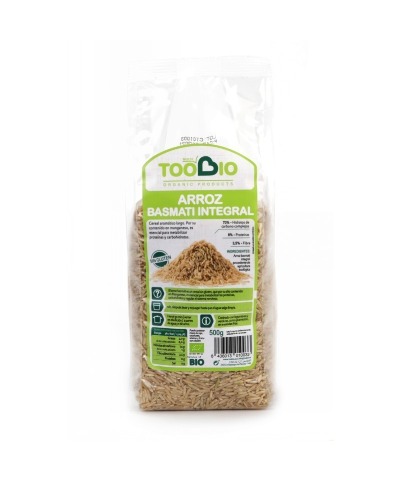 Arroz basmati integral sin gluten TOO BIO 500 gr BIO