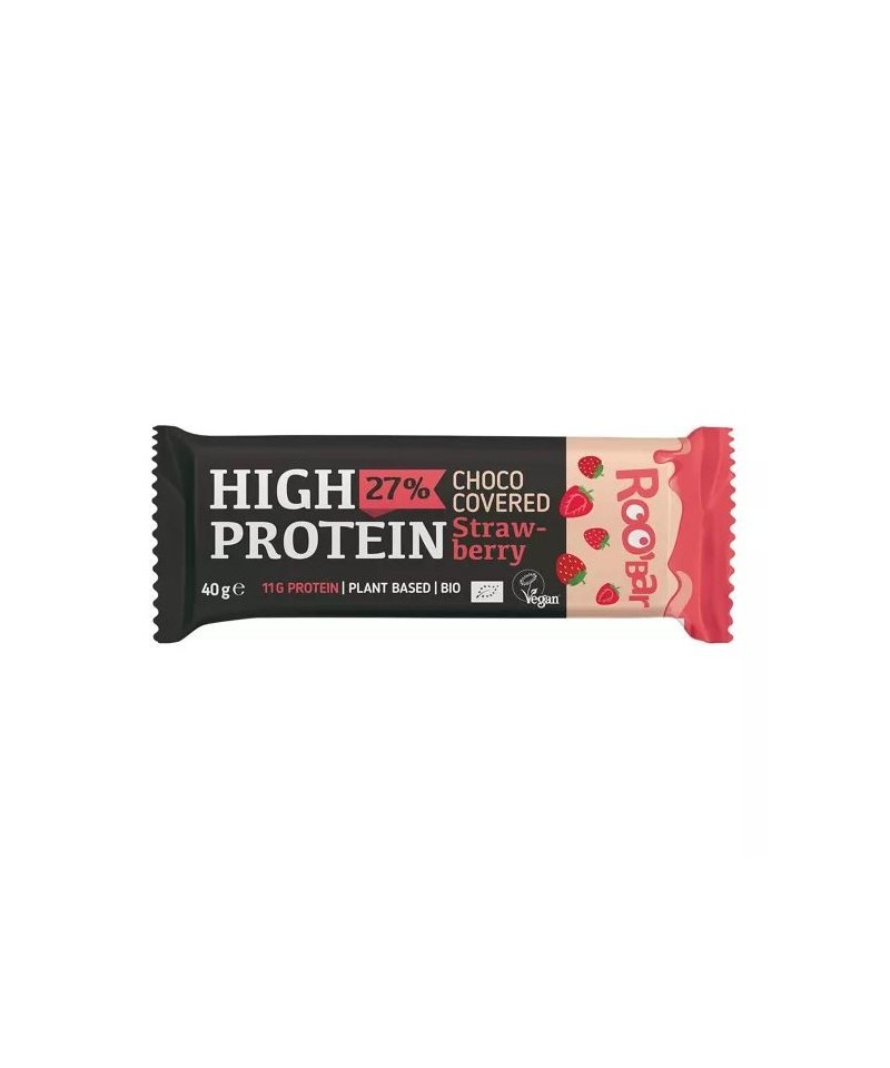 Barrita fresa chocolate 27% proteina ROOBAR 40 gr bio