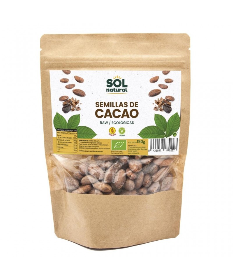 Cacao semillas crudas raw SOL NATURAL 150 gr BIO