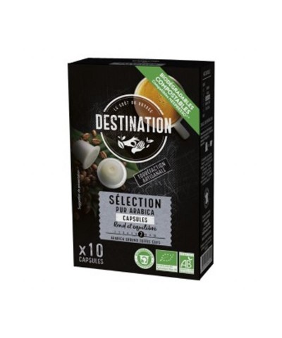 Cafe purarabica selection DESTINATION (10 capsulas COMPOSTABLES) BIO