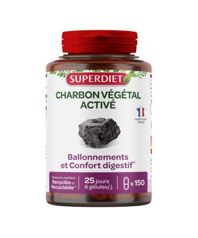 Carbon vegetal activado SUPERDIET 150 capsulas