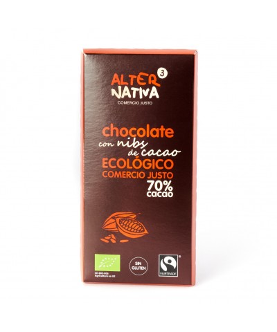 Chocolate 70% nibs chocolate ALTERNATIVA 3 (80 gr) BIO