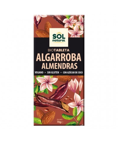 Chocolate algarroba almendras SOL NATURAL 70 gr BIO