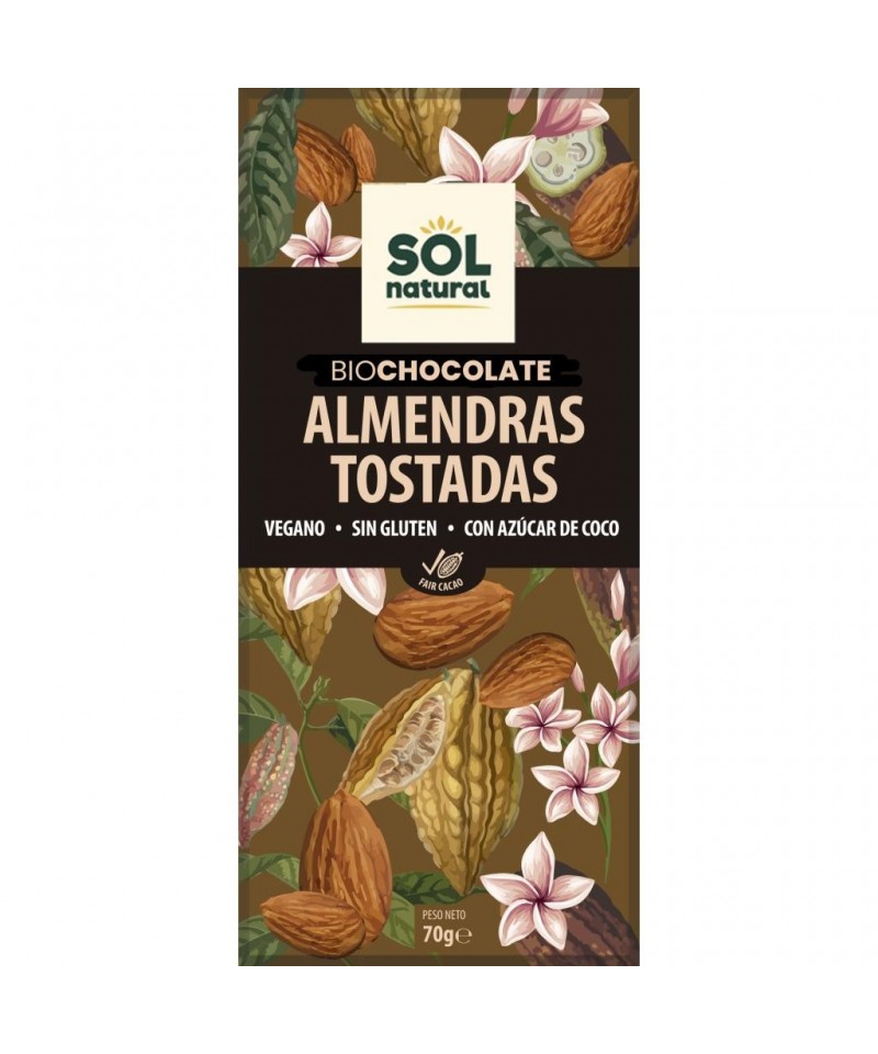 Chocolate almendra tostada SOL NATURAL 70 gr BIO