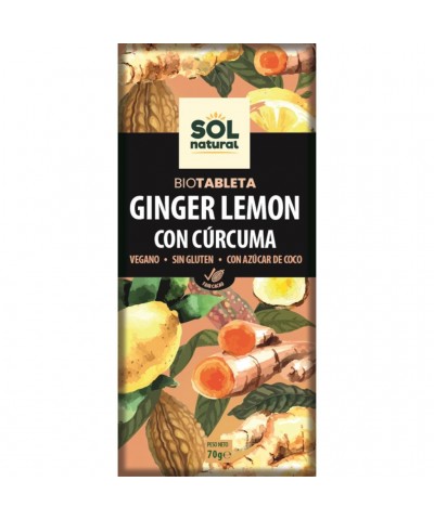 Chocolate jengibre limon curcuma SOL NATURAL 70 gr BIO