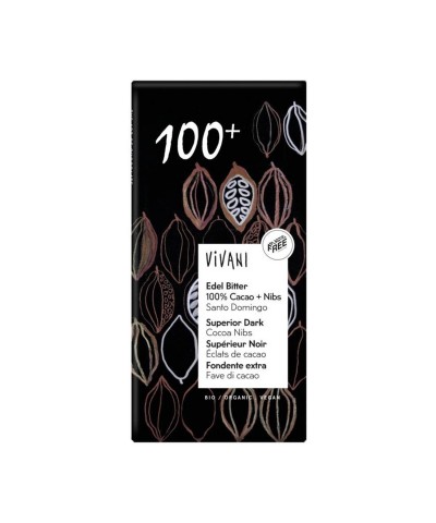 Chocolate negro 100% cacao nibs VIVANI 100 gr BIO