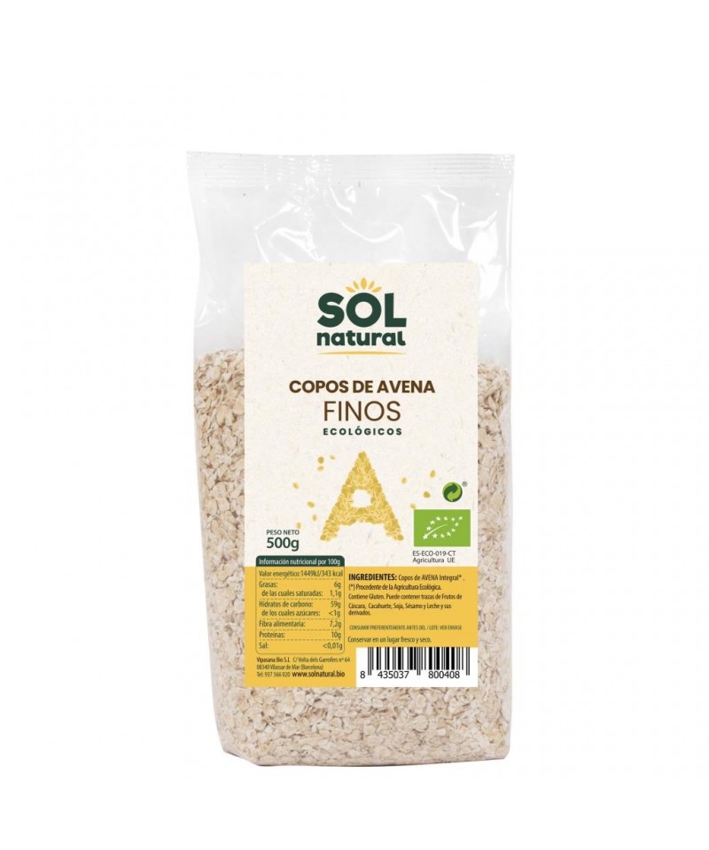 Copos avena finos SOL NATURAL 500 gr BIO