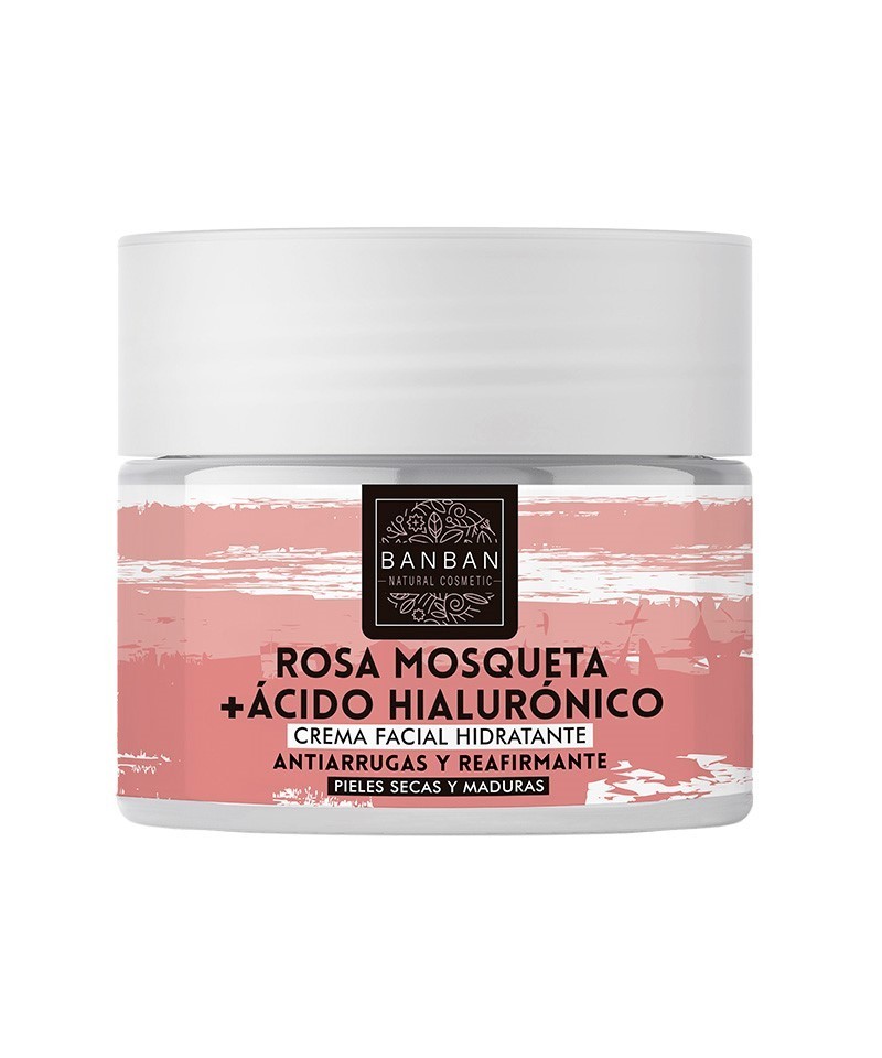 Crema facial rosa mosqueta acido hialuronico BANBAN 50 ml