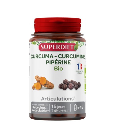 Curcuma curcumina piperina SUPERDIET 90 capsulas BIO
