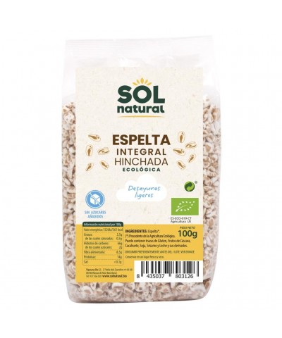 Espelta integral hinchada desayuno SOL NATURAL 100 gr BIO