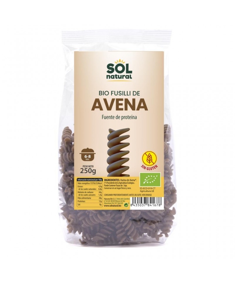 Espiral avena sin gluten SOL NATURAL 250 gr BIO