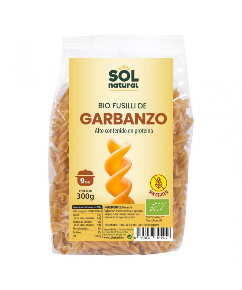 Espiral garbanzo sin gluten SOL NATURAL 300 gr BIO