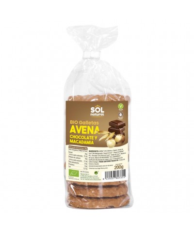 Galleta avena chocolate macadamia SOL NATURAL 200 gr