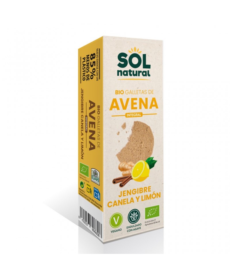 Galleta avena jengibre canela limon agave SOL NATURAL 175 gr BIO