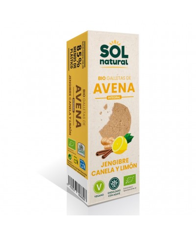 Galleta avena jengibre canela limon agave SOL NATURAL 175 gr BIO