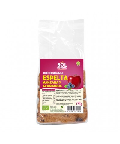 Galleta espelta manzana arandanos SOL NATURAL 175 gr