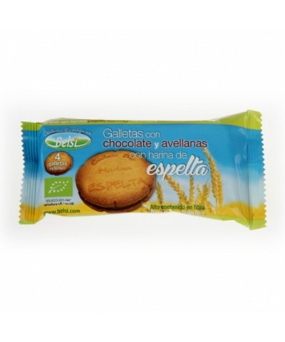 Galleta espelta rellena chocolate avellana BELSI 70 gr