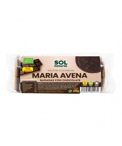 Galleta maria avena bañadas chocolate sin gluten SOL NATURAL 245 gr BIO