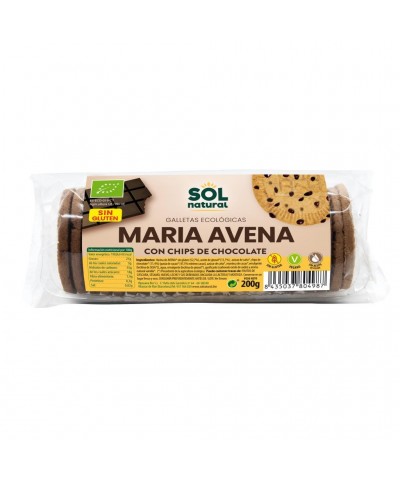 Galleta maria avena chips chocolate sin gluten SOL NATURAL 200 gr BIO