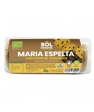 Galleta maria espelta chips chocolate SOL NATURAL 200 gr BIO
