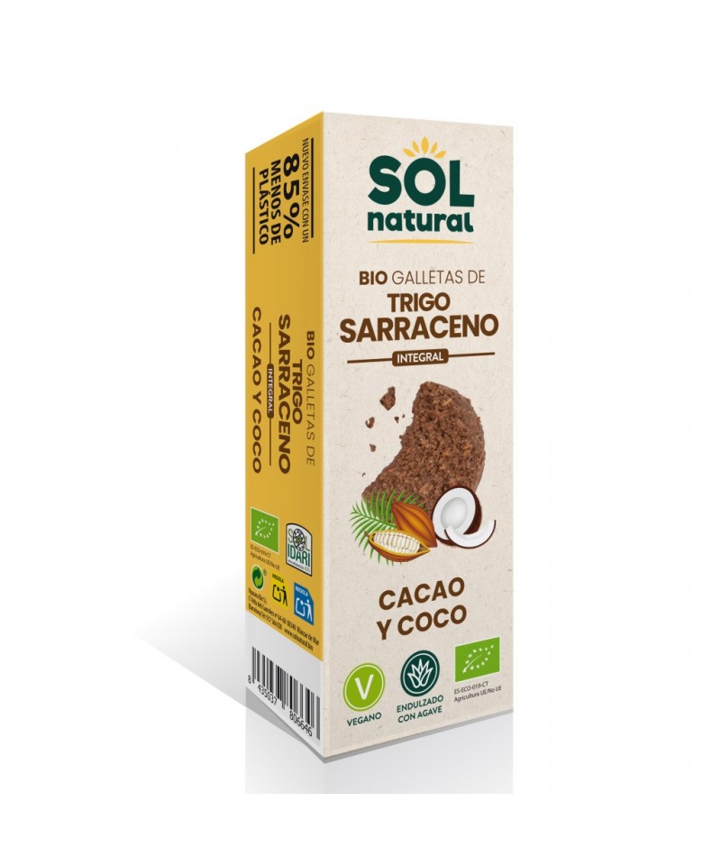 Galleta trigo sarraceno cacao y coco agave SOL NATURAL 175 gr BIO