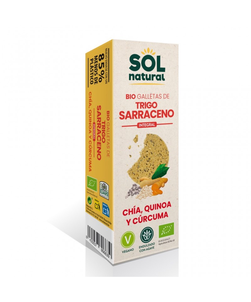 Galleta trigo sarraceno chia quinoa curcuma SOL NATURAL 175 gr BIO