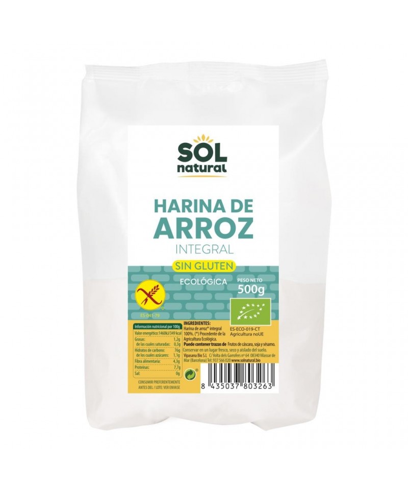 Harina arroz integral sin gluten SOL NATURAL 500 gr BIO