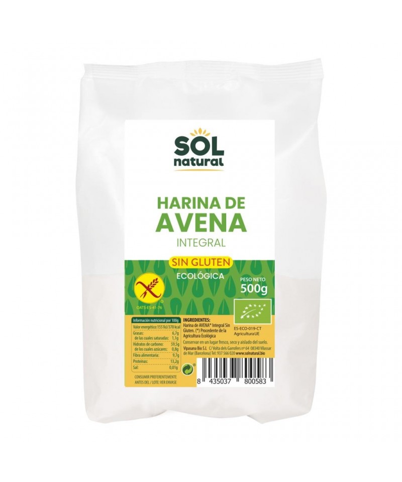 Harina avena integral sin gluten SOL NATURAL 500 gr BIO