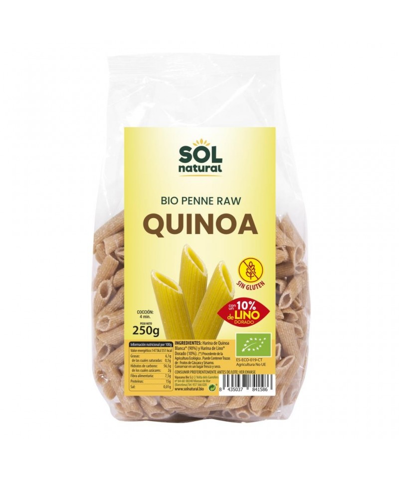 Macarron quinoa con lino sin gluten 250 gr SOL NATURAL BIO