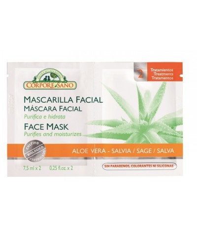 Mascarilla facial Aloe Vera 24 ud CORPORE SANO sobres 15 ml