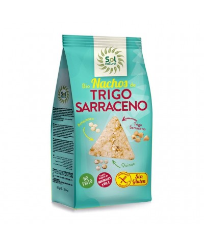 Nachos trigo sarraceno amaranto y quinoa sin gluten SOL NATURAL 80 gr BIO