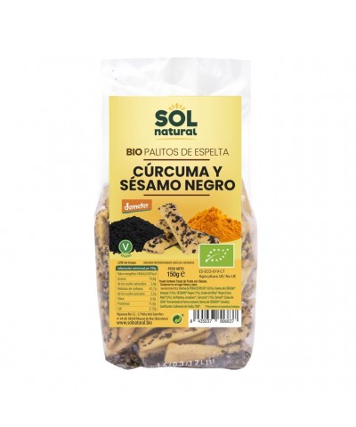 Palitos espelta curcuma sesamo SOL NATURAL 150 gr BIO