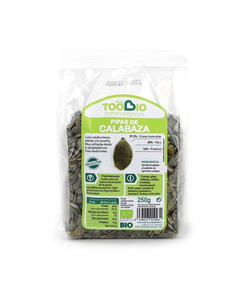 Pipas calabaza sin gluten TOO BIO 250 gr BIO