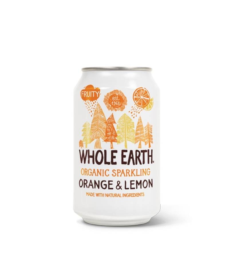 Refresco naranja y limon sin azucar WHOLE EARTH 330 ml BIO