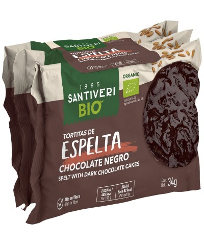 Tortas espelta chocolate negro SANTIVERI 3x34 gr