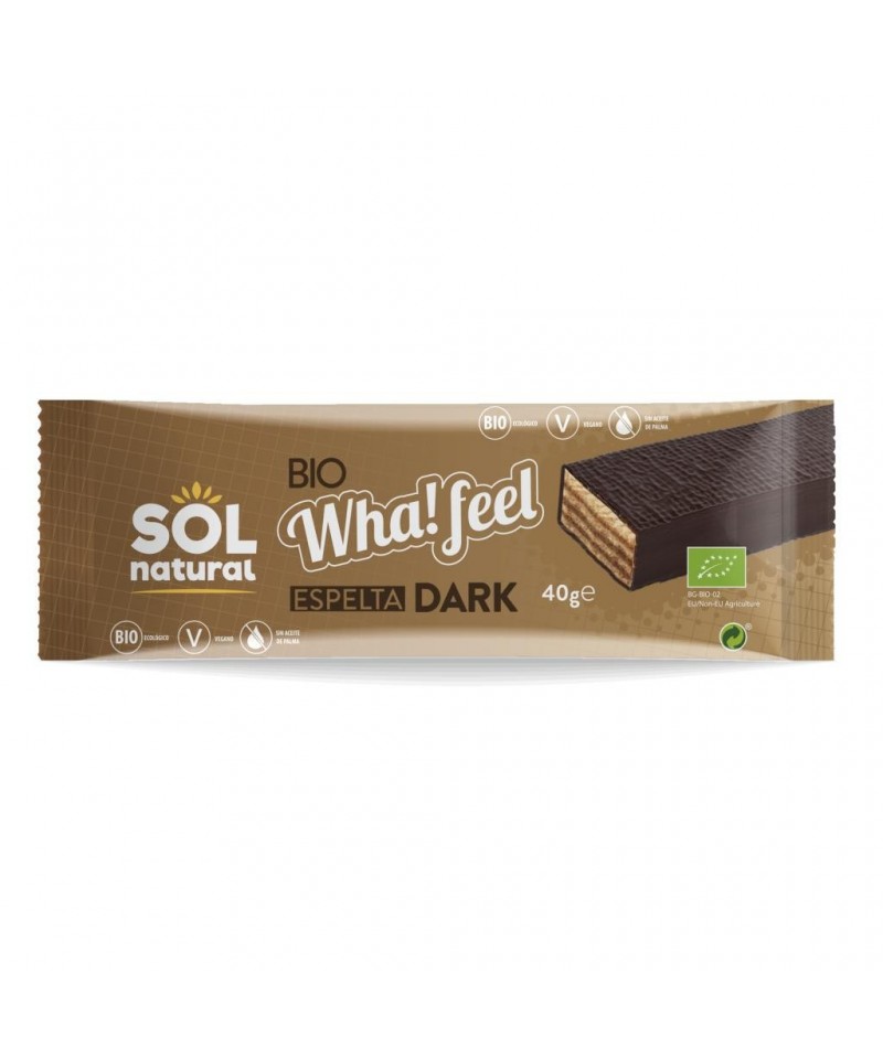 Whafeel espelta bañado cacao SOL NATURAL 40 gr BIO