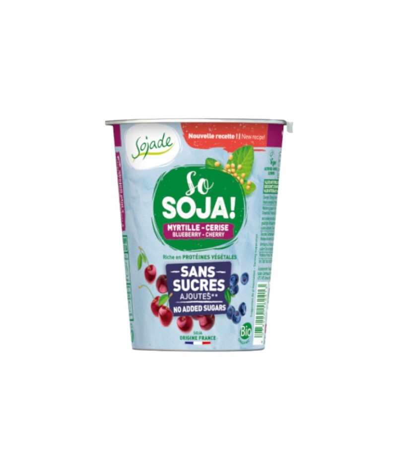 Yogur soja arandano cereza Sin Azucar SOJADE 400 gr BIO