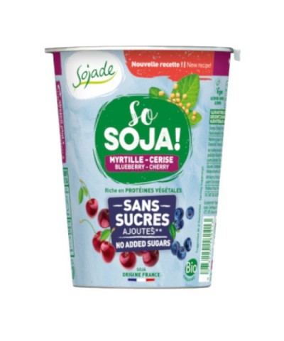 Yogur soja arandano cereza Sin Azucar SOJADE 400 gr BIO