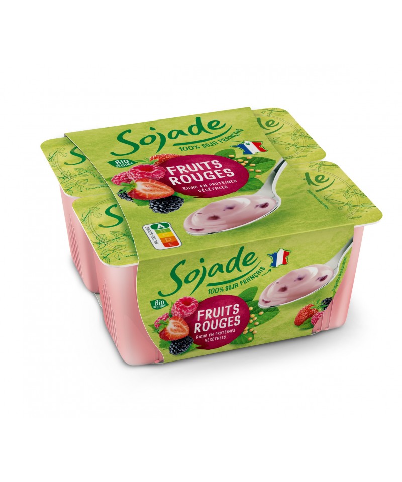 Yogur soja frutos rojos SOJADE 4x100 gr BIO