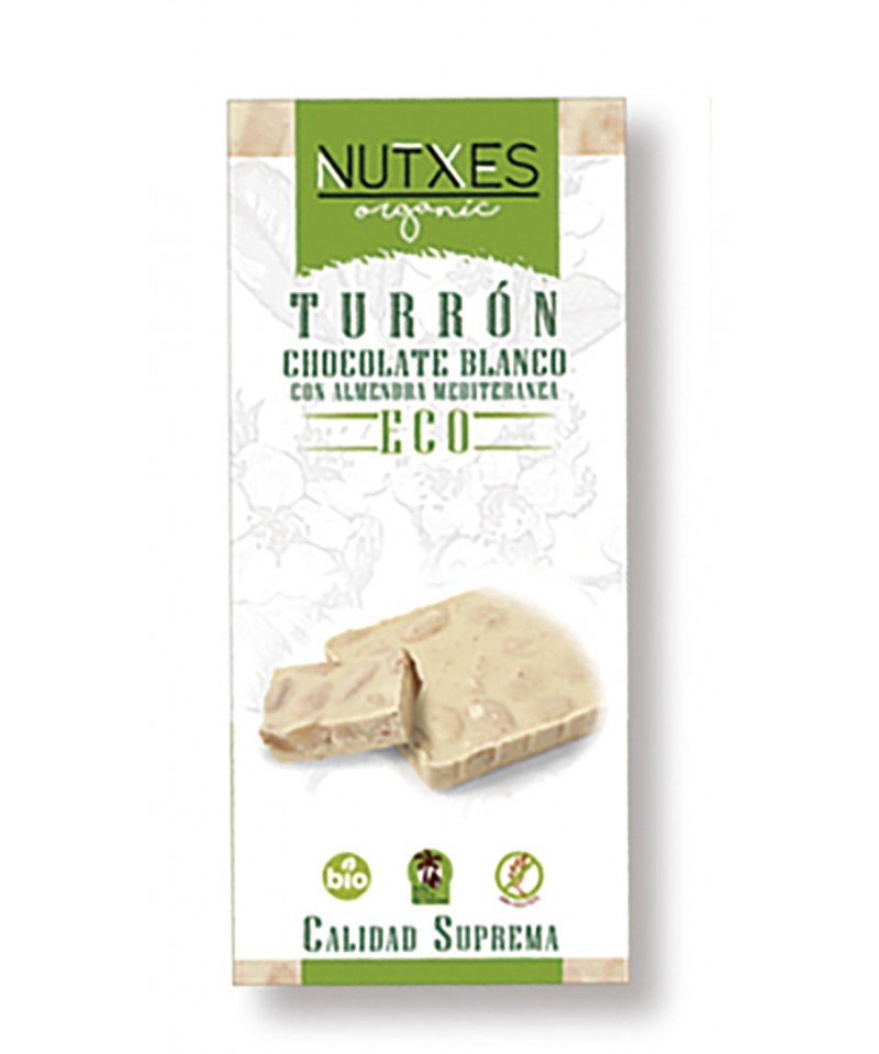 Turron chocolate blanco almendras NUTXES 200 gr ECO